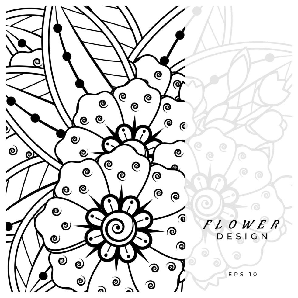 mehndi flower decorative ornament in ethnic oriental style, doodle ornament, outline hand draw. coloring book page. vector