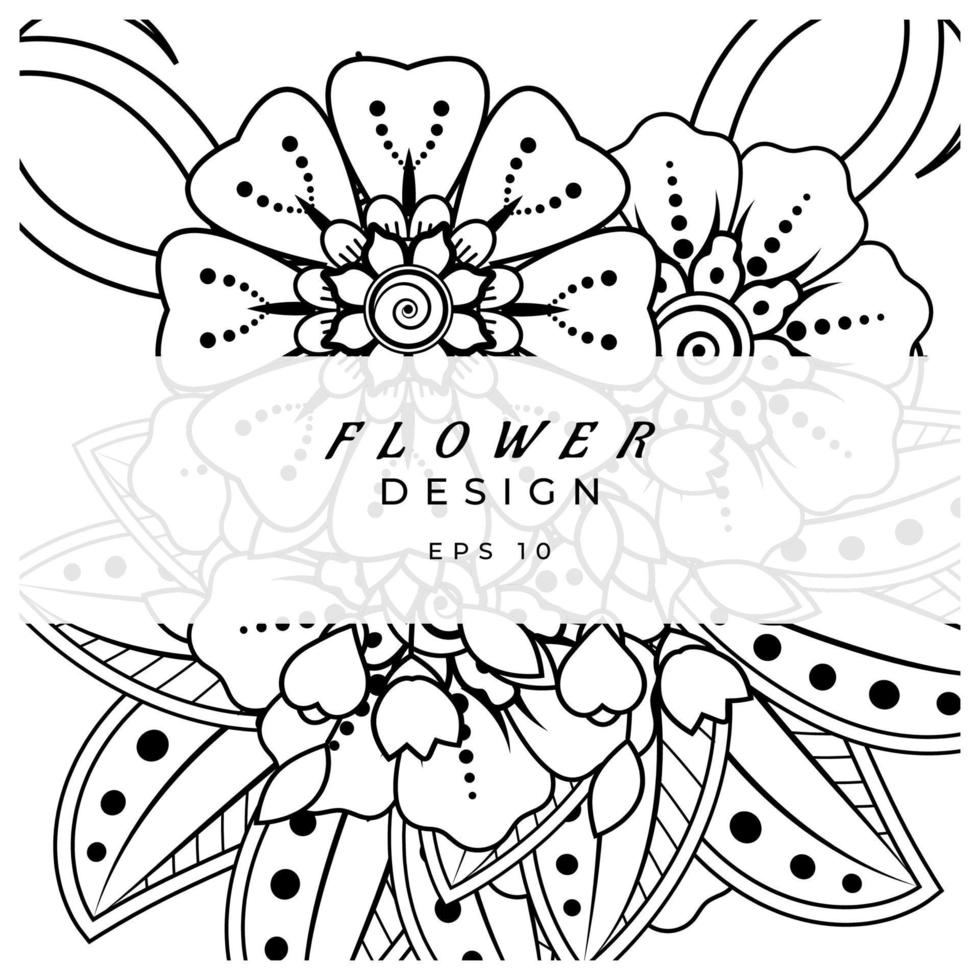 adorno decorativo de flores mehndi en estilo étnico oriental, adorno de doodle, dibujo a mano de contorno. página de libro para colorear. vector