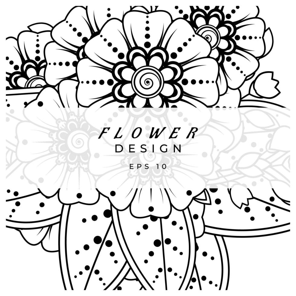 adorno decorativo de flores mehndi en estilo étnico oriental, adorno de doodle, dibujo a mano de contorno. página de libro para colorear. vector