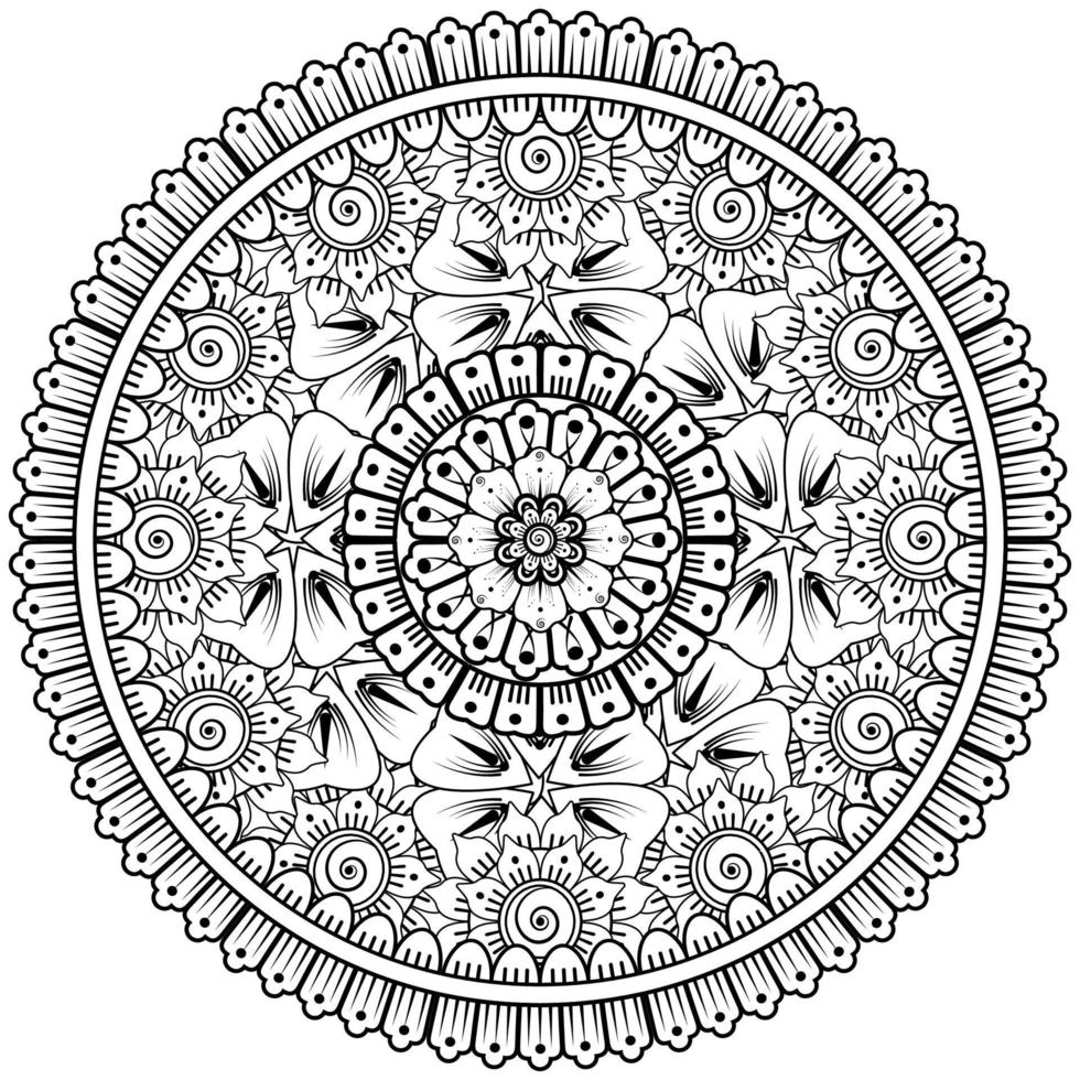 Circular pattern in the form of mandala with flower for henna, mehndi, tattoo, decoration. vector