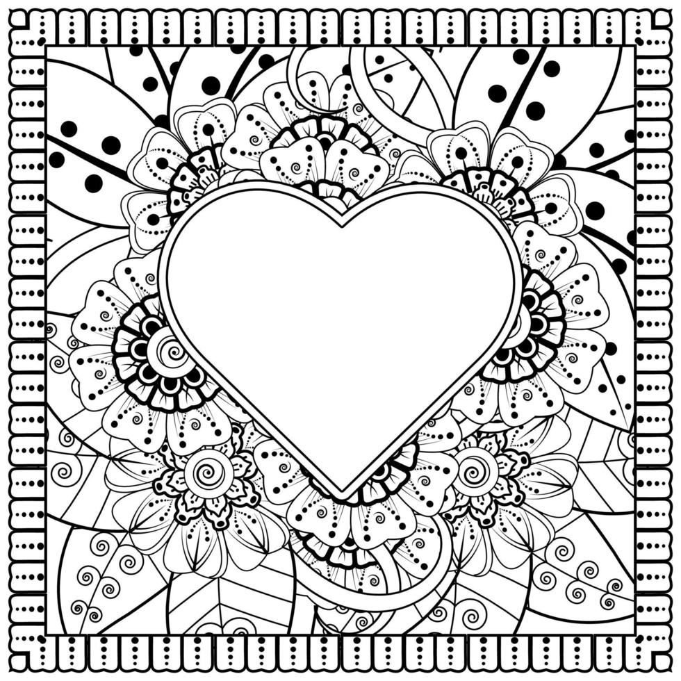 mehndi flower decorative ornament in ethnic oriental style, doodle ornament, outline hand draw. coloring book page. vector