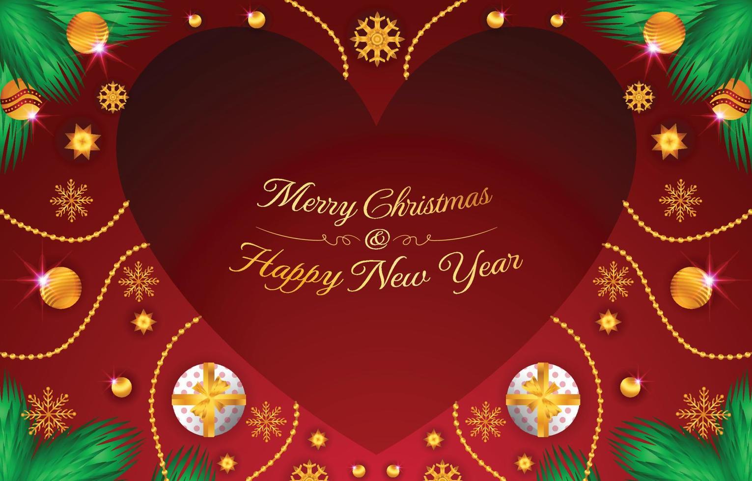Merry Christmas and Happy New Year Red Background vector