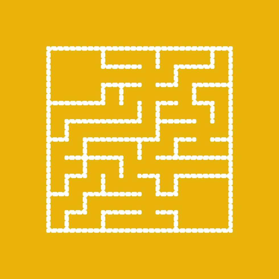 White square labyrinth with entrance and exit. An interesting game for children. A simple flat vector illustration isolated on a colored background. With a place for your drawings.