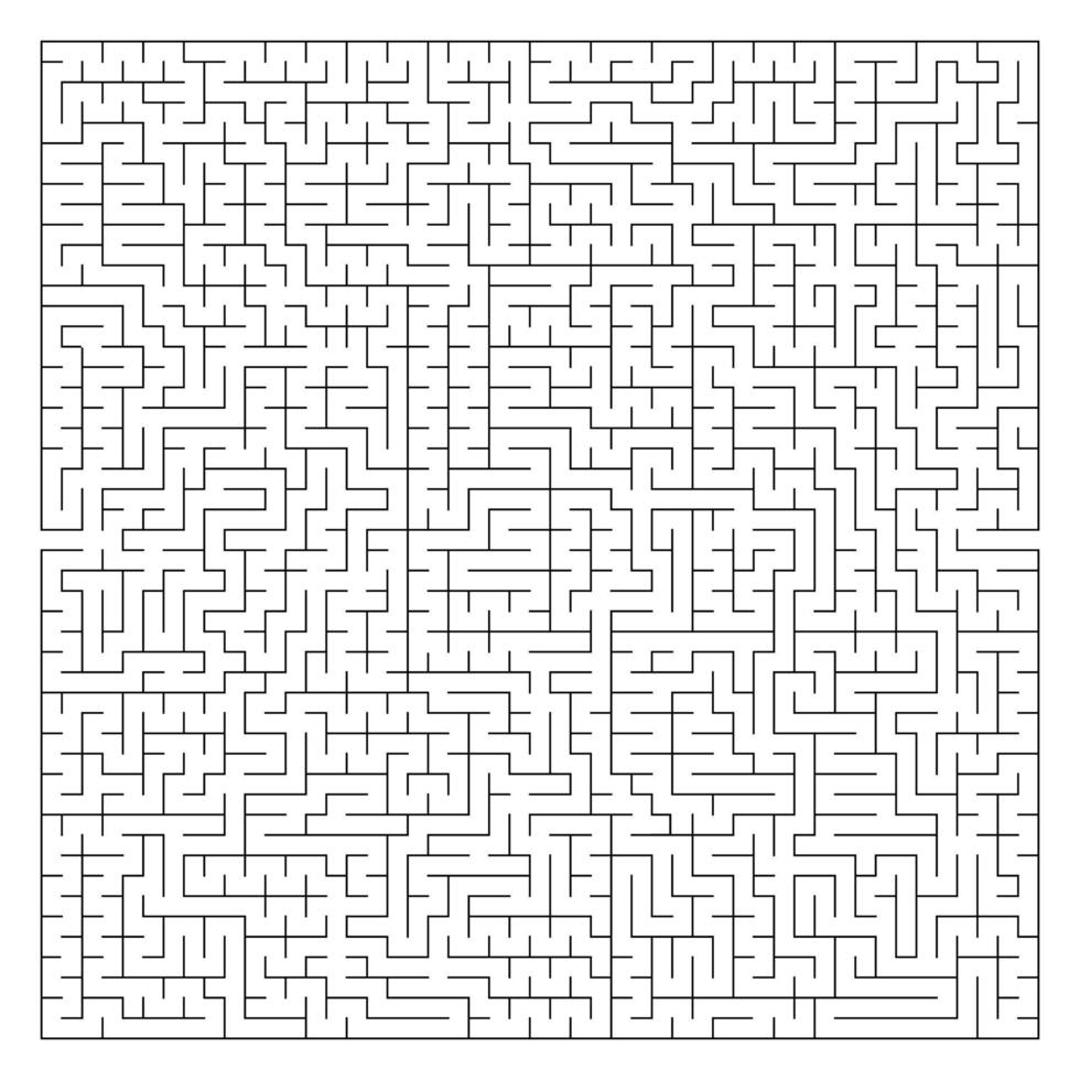 Abstract complex square maze with entrance and exit. An interesting game for children and adults. A mysterious puzzle. Vector illustration isolated on white background.