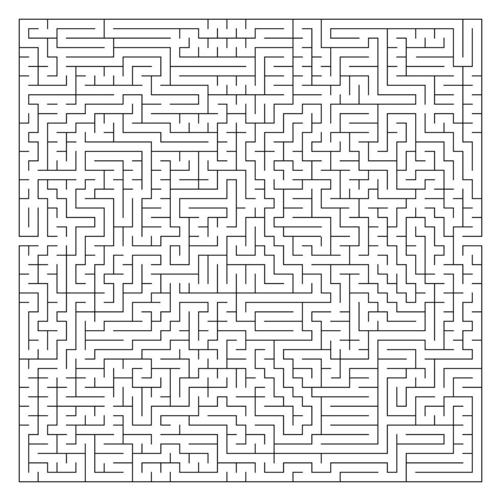 Abstract complex square maze with entrance and exit. An interesting game for children and adults. A mysterious puzzle. Vector illustration isolated on white background.