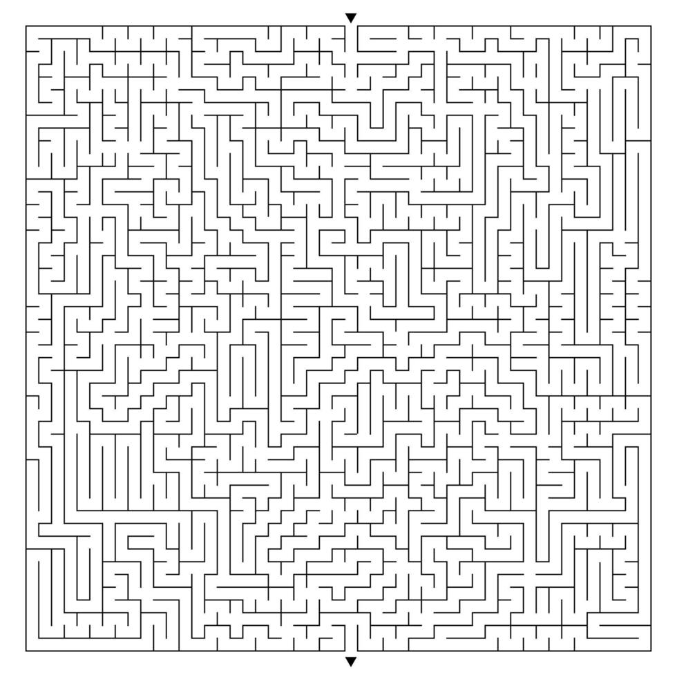 Abstract complex square maze with entrance and exit. An interesting game for children and adults. A mysterious puzzle. Vector illustration isolated on white background.