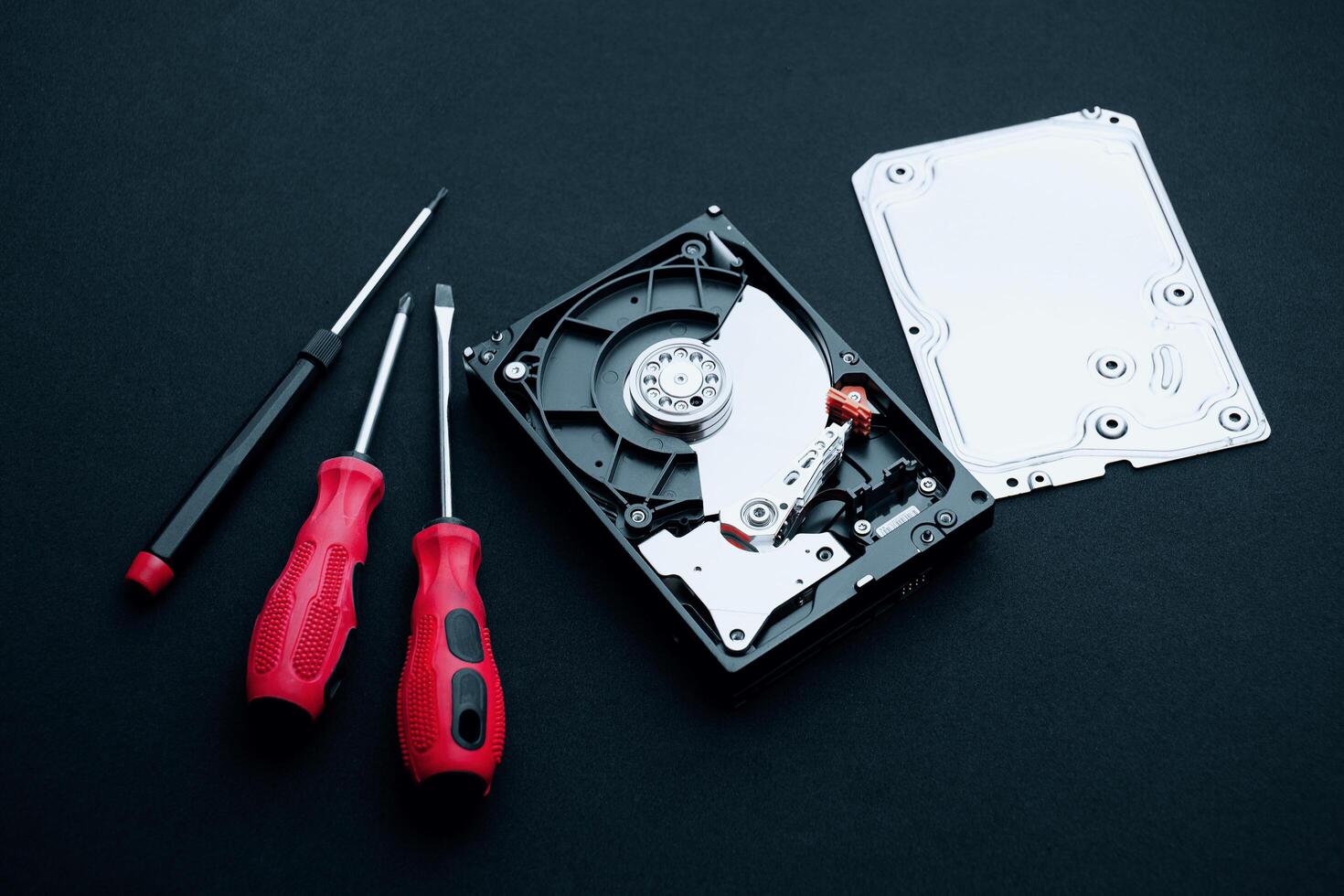 Screwdrivers, Uncovered hard disk drive repair concepts 3548694 Stock
