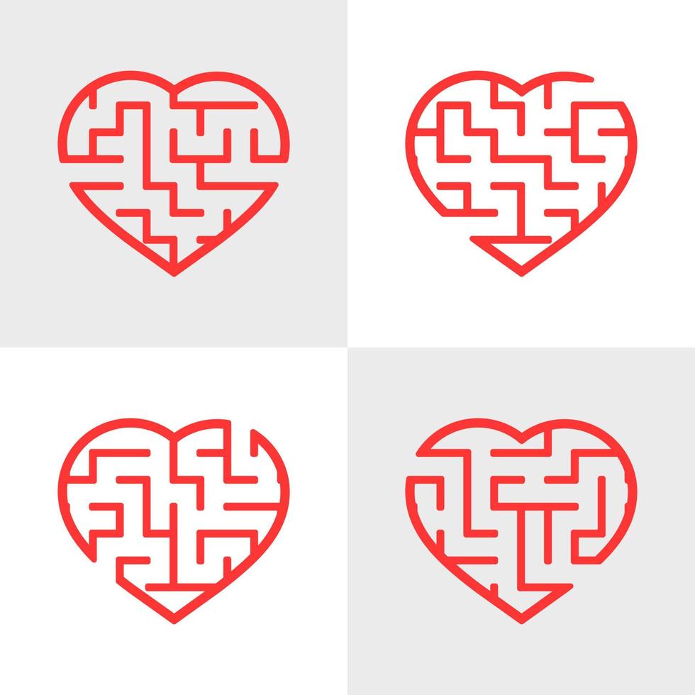 A set of mazes. Game for kids. Puzzle for children. Maze conundrum. Cartoon style. Visual worksheets. Activity page. Color vector illustration.
