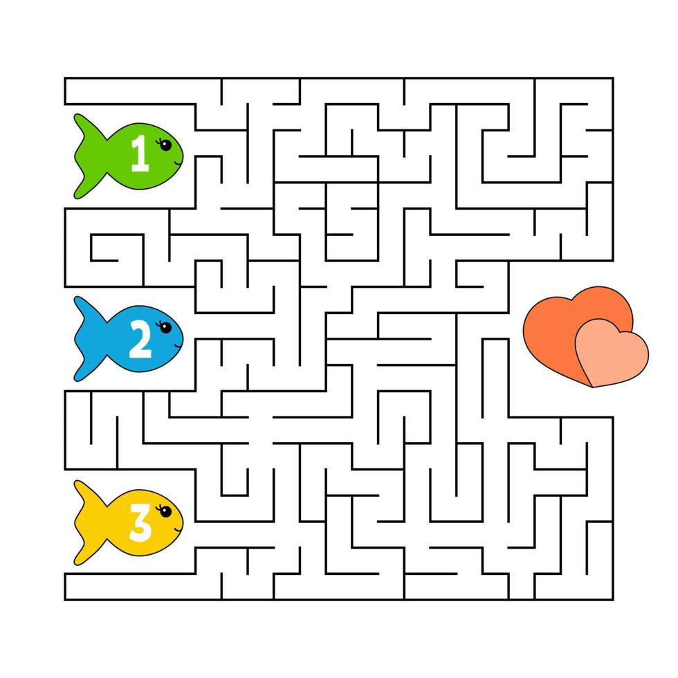 Abstract maze. Game for kids. Puzzle for children. Cartoon style. Labyrinth conundrum. Color vector illustration. The development of logical and spatial thinking.