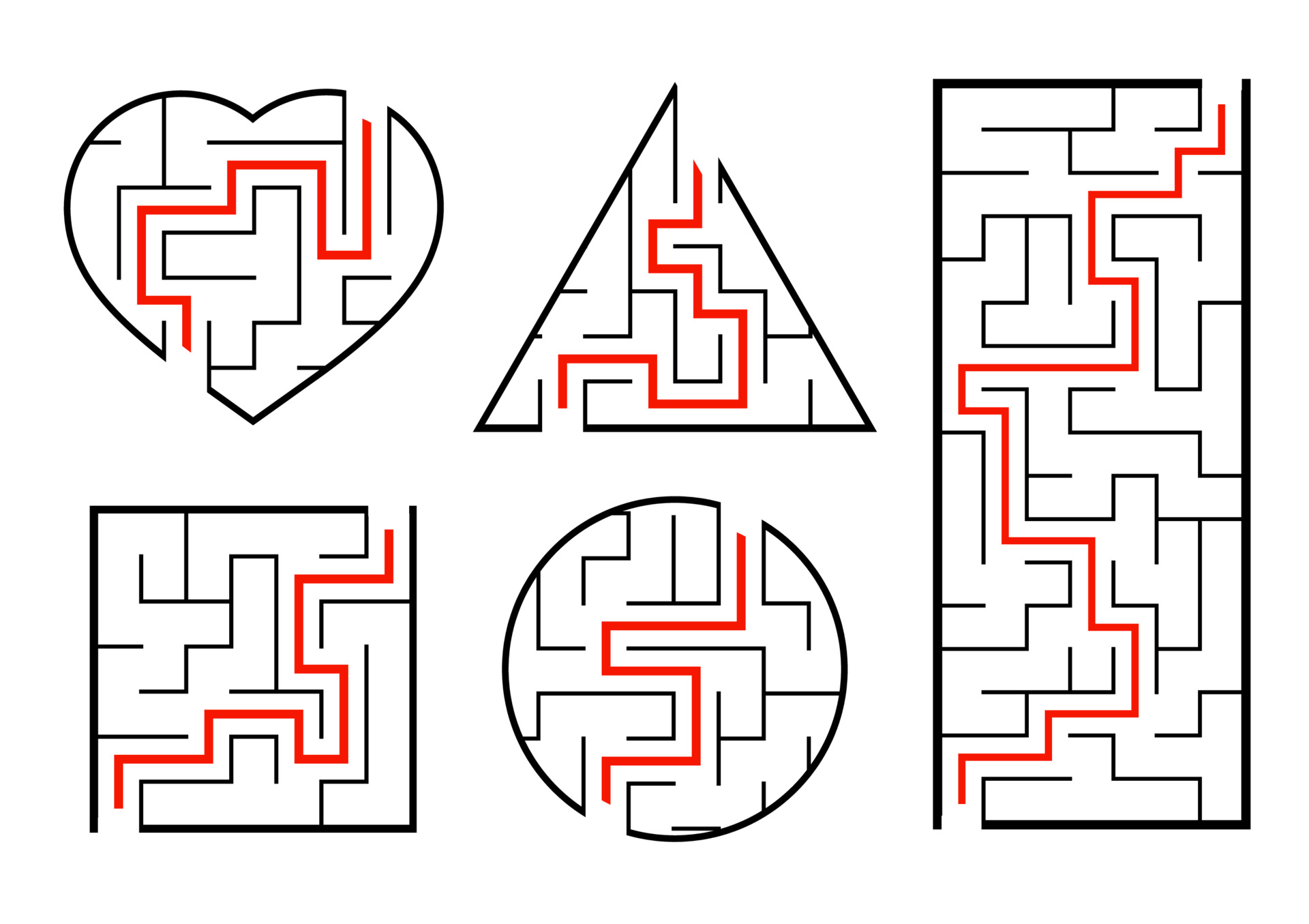 A set of mazes. Game for kids. Puzzle for children. Labyrinth conundrum