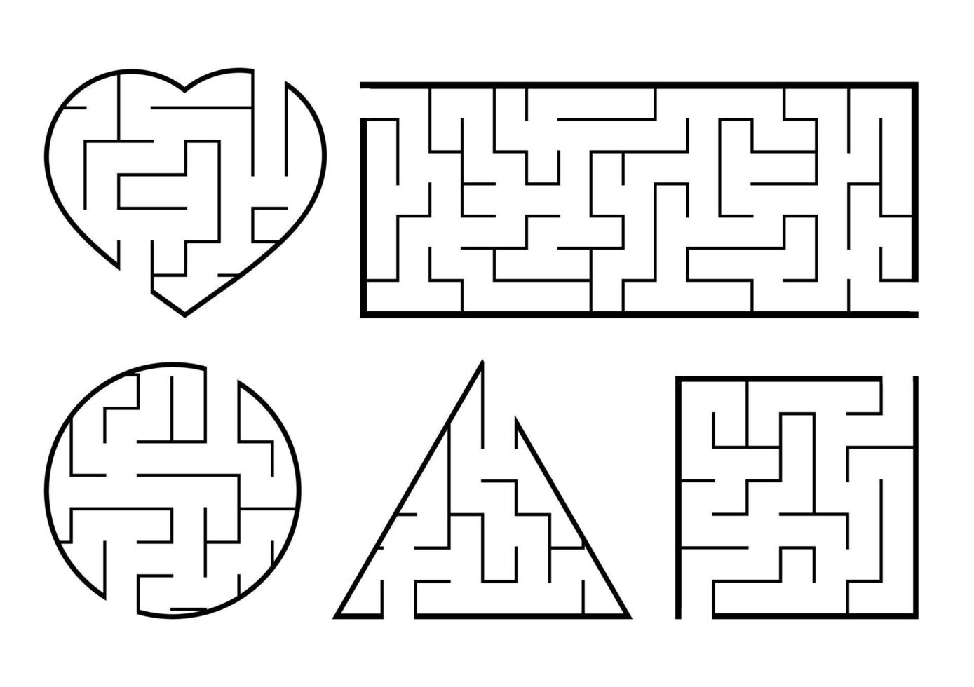 A set of mazes. Game for kids. Puzzle for children. Labyrinth conundrum. Vector illustration.