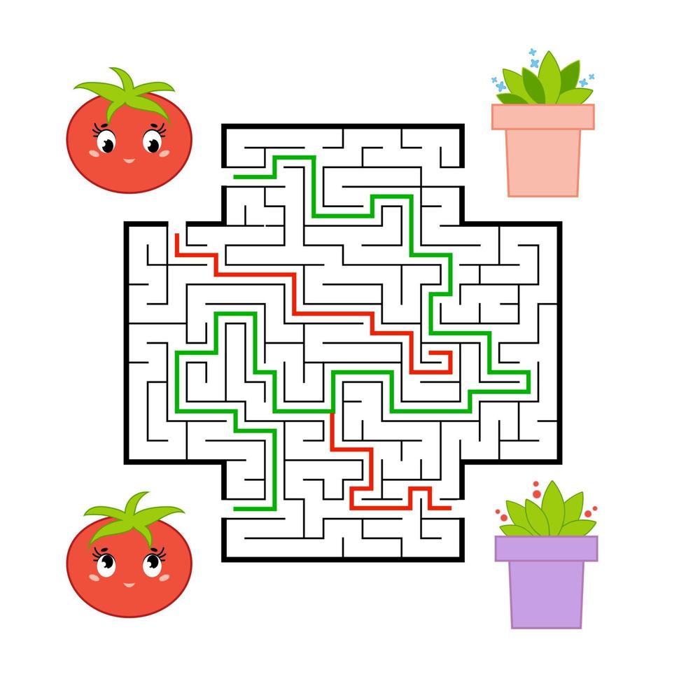 Funny maze. Game for kids. Puzzle for children. Cartoon style. Labyrinth conundrum. Color vector illustration. The development of logical and spatial thinking.