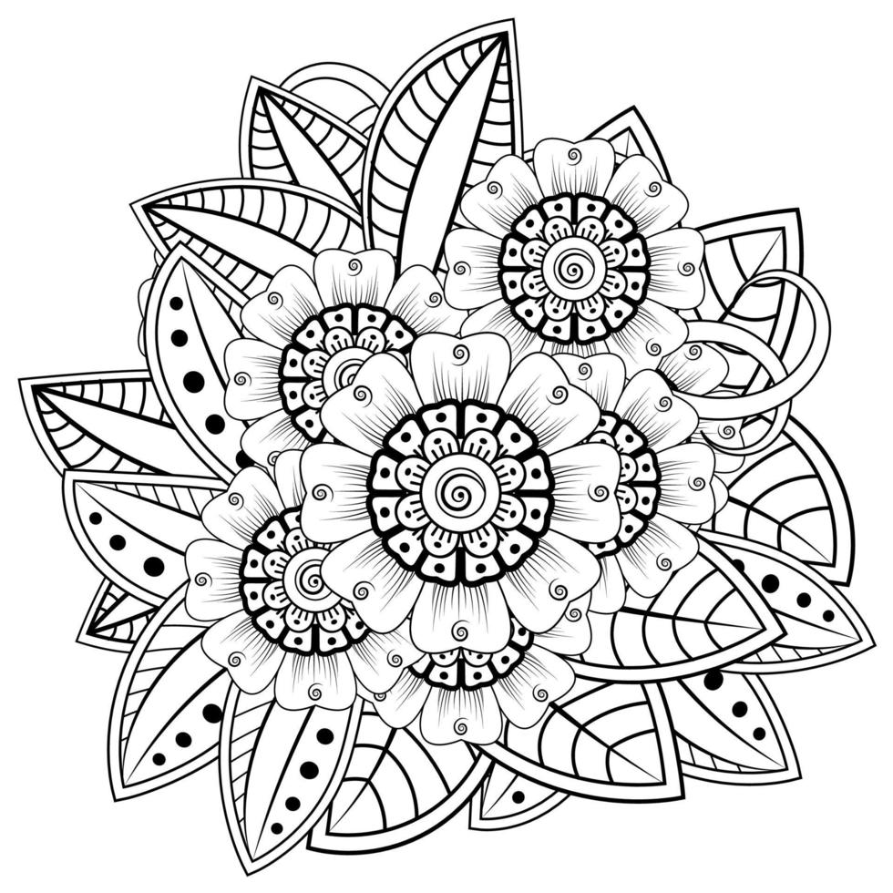 mehndi flower decorative ornament in ethnic oriental style, doodle ...