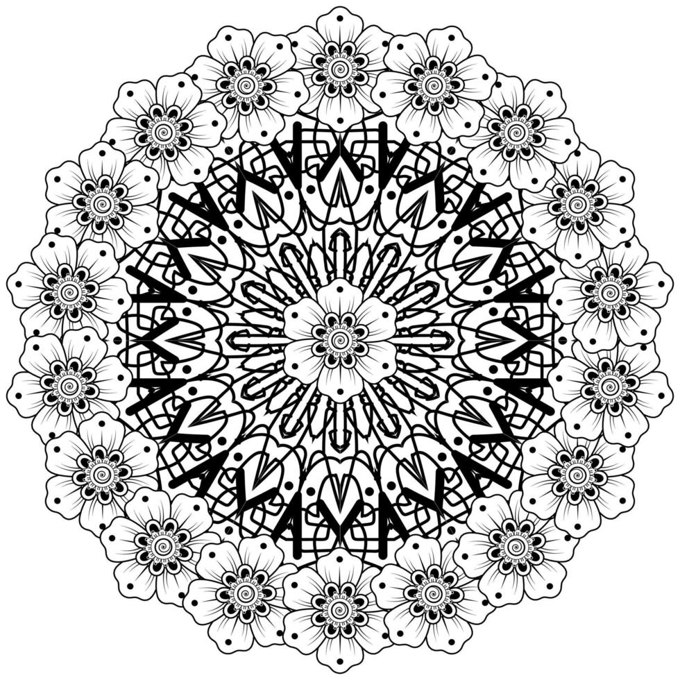 patrón circular en forma de mandala con flor para henna, mehndi, tatuaje, decoración. vector