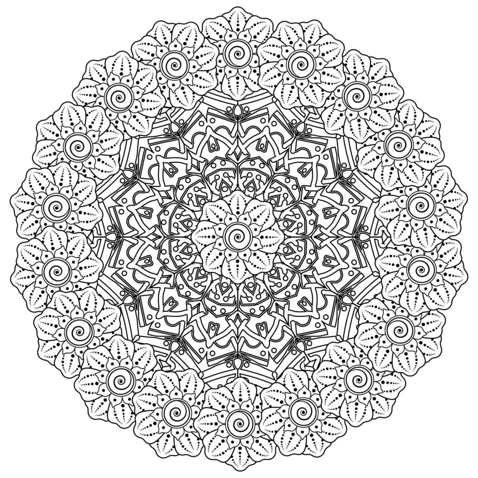 Circular pattern in the form of mandala with flower for henna, mehndi, tattoo, decoration. vector
