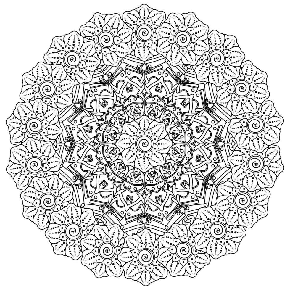 patrón circular en forma de mandala con flor para henna, mehndi, tatuaje, decoración. vector