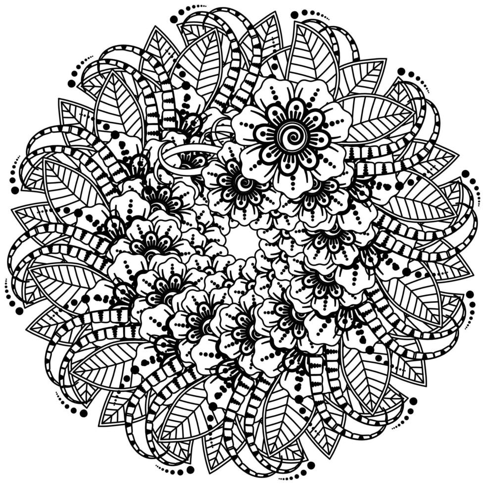 Circular pattern in the form of mandala with flower for henna, mehndi, tattoo, decoration. vector