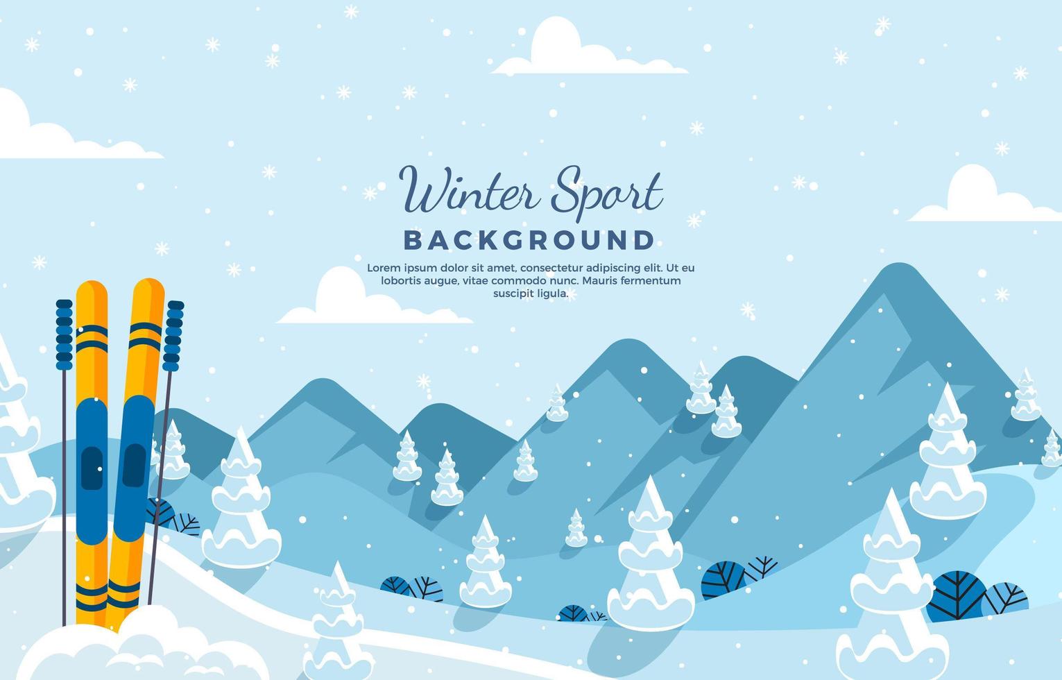 Ski on Snowy Hills Background vector