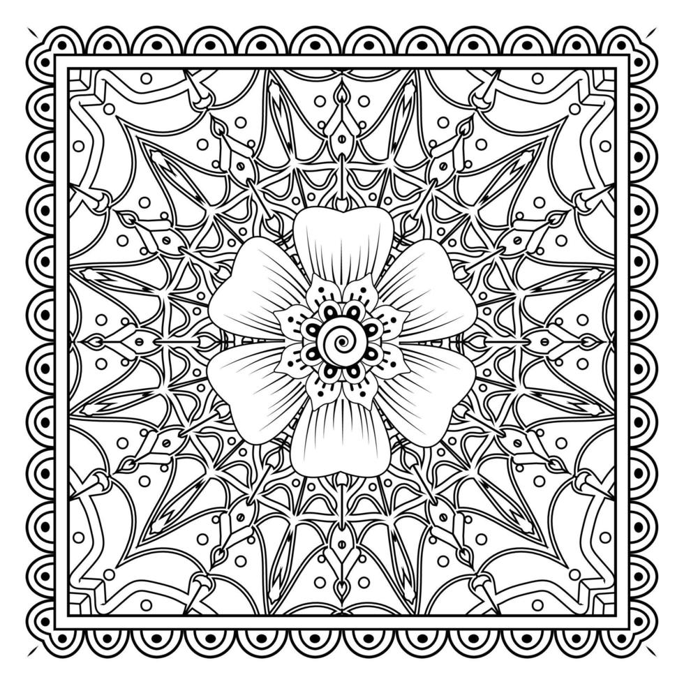 mehndi flower, decorative ornament in ethnic oriental style, doodle ornament, outline hand draw. coloring book page. vector