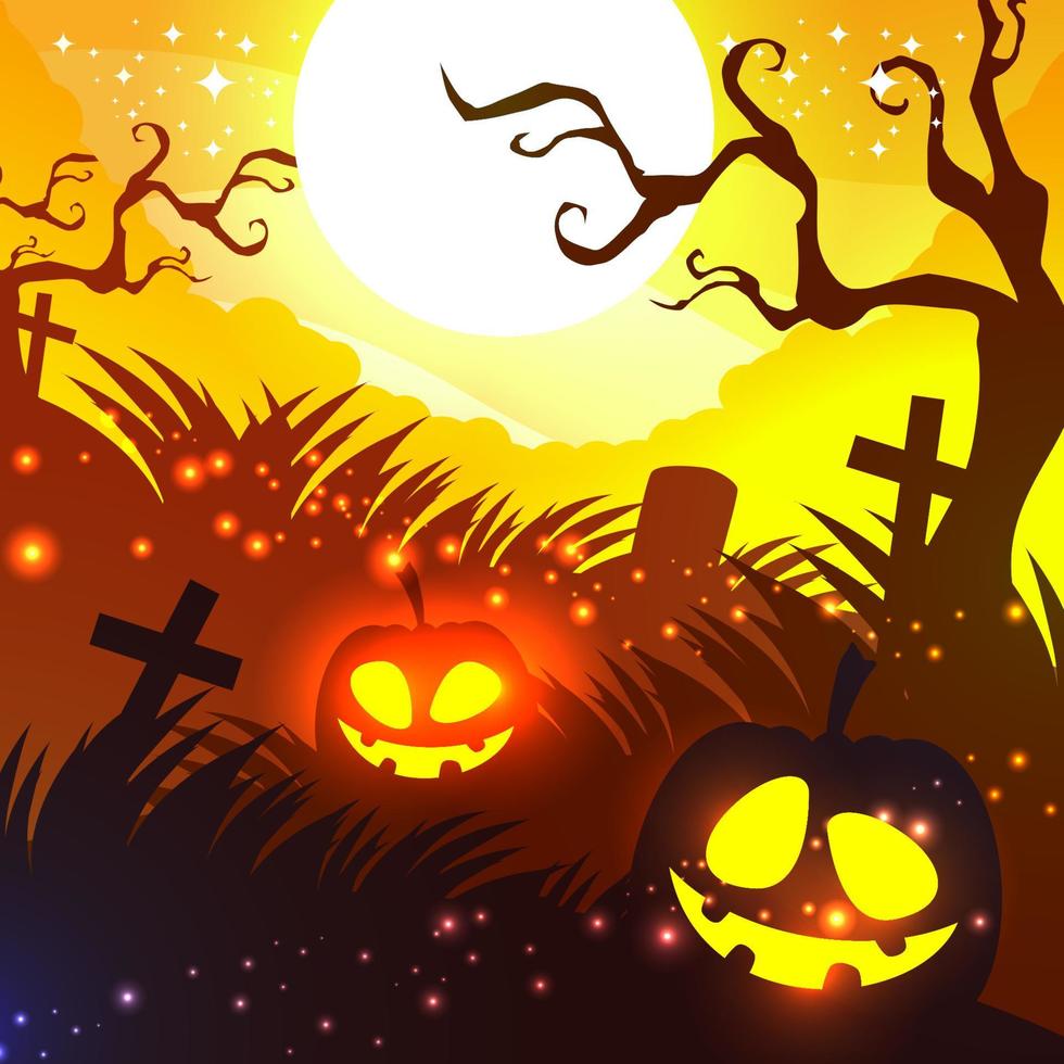 Happy Halloween Pumpkin in the Field 3549252 Vector Art at Vecteezy