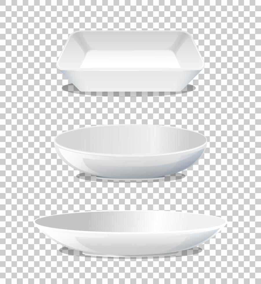 Set of white plain plate side view vector