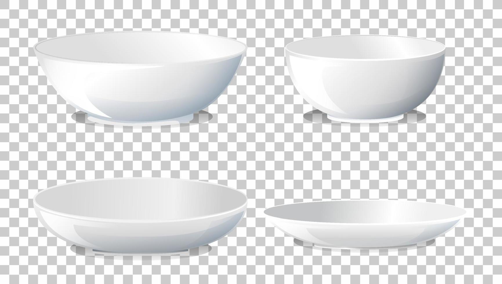 Set of white plain plate side view vector
