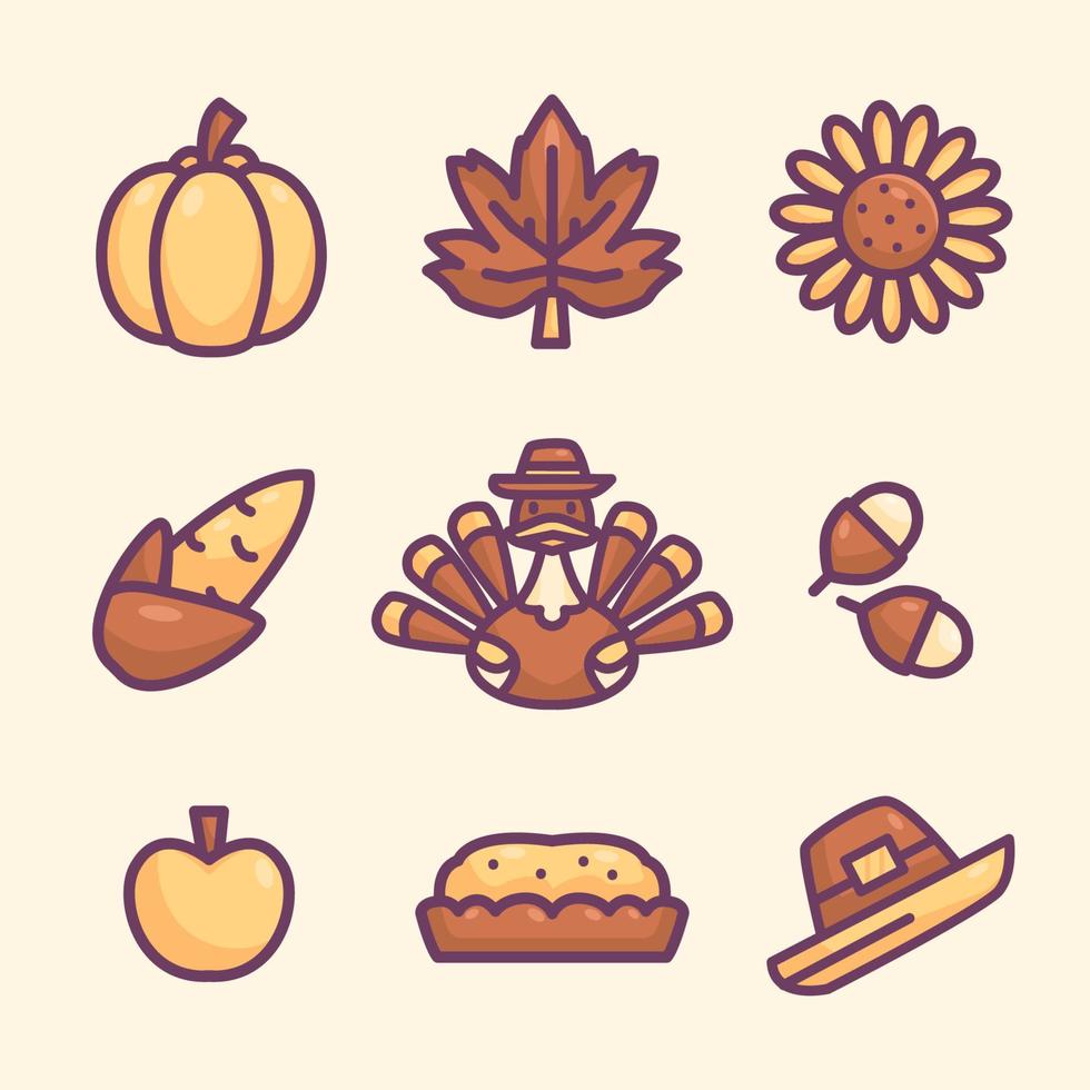 Set of Thanksgiving Icon vector