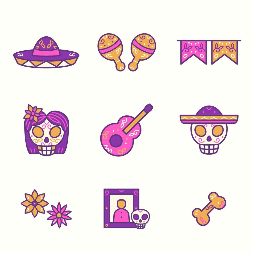 Set of Dia De Los Muertos Icon vector