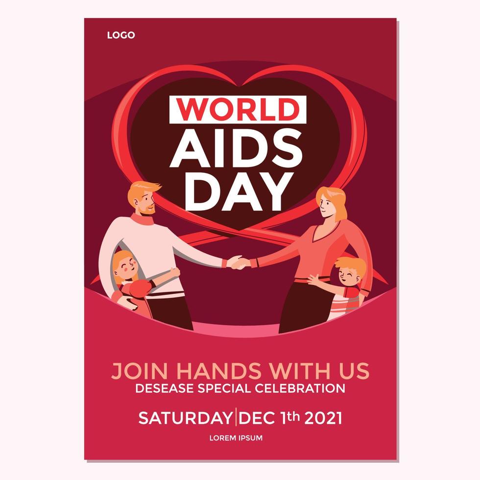 World AIDS Day Poster Concept with Happy Family  Background vector