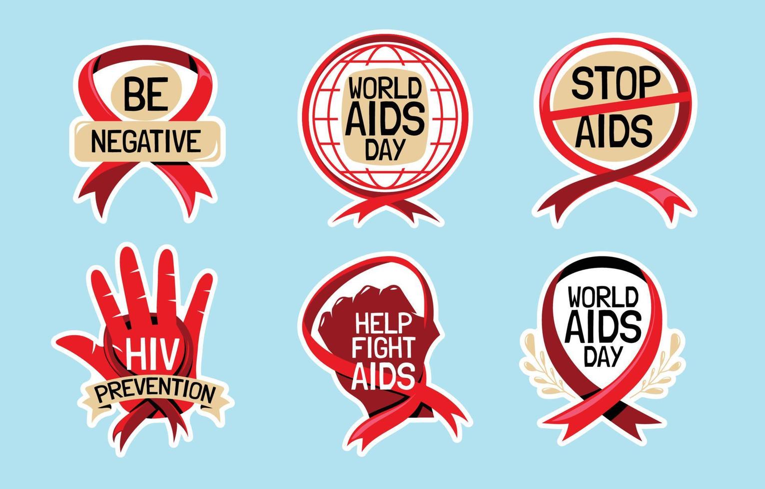 World AIDS Day Sticker Collection Concept vector