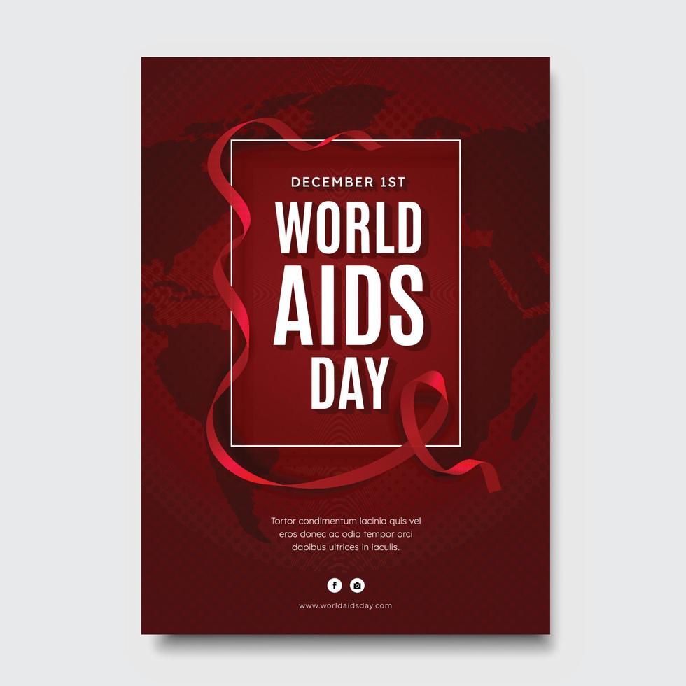 cartel del día mundial del sida con cinta roja vector