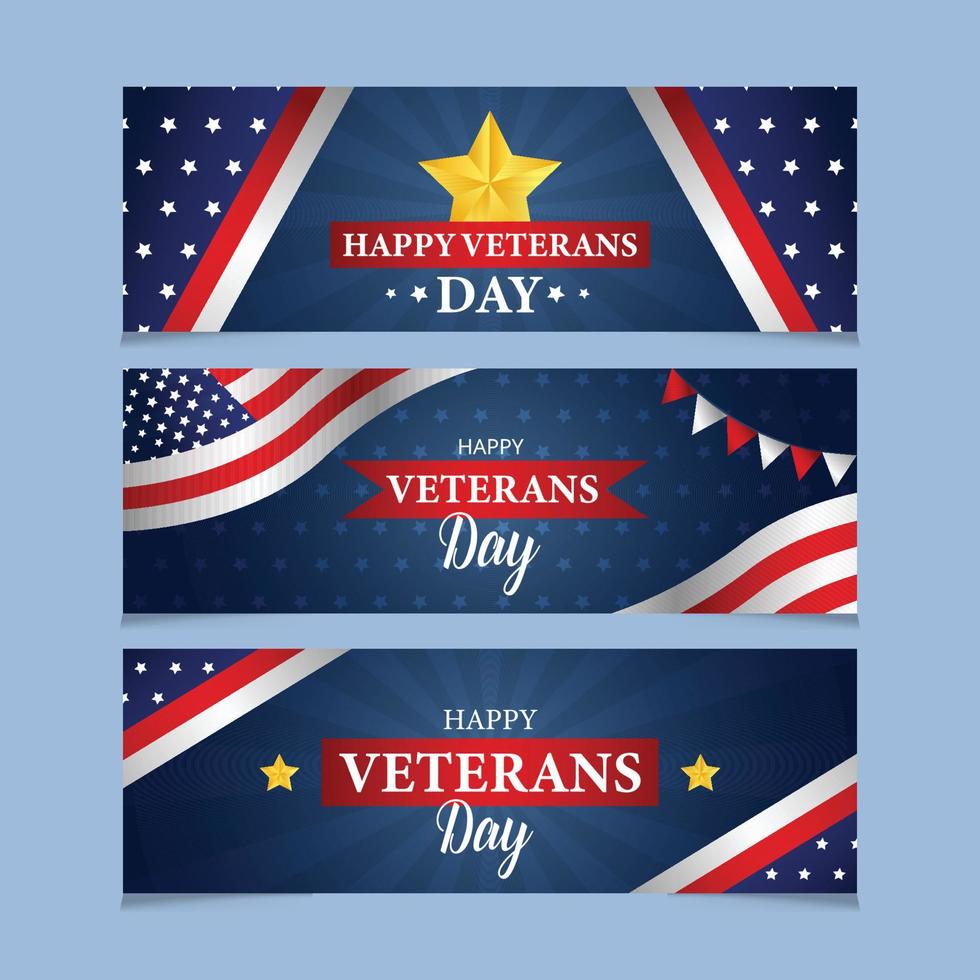 Gradient Veterans Day Banner Collection vector