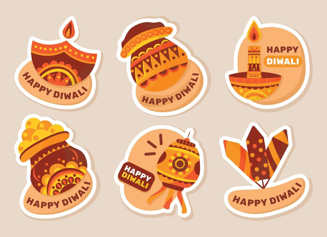 Happy Diwali Sticker Pack vector