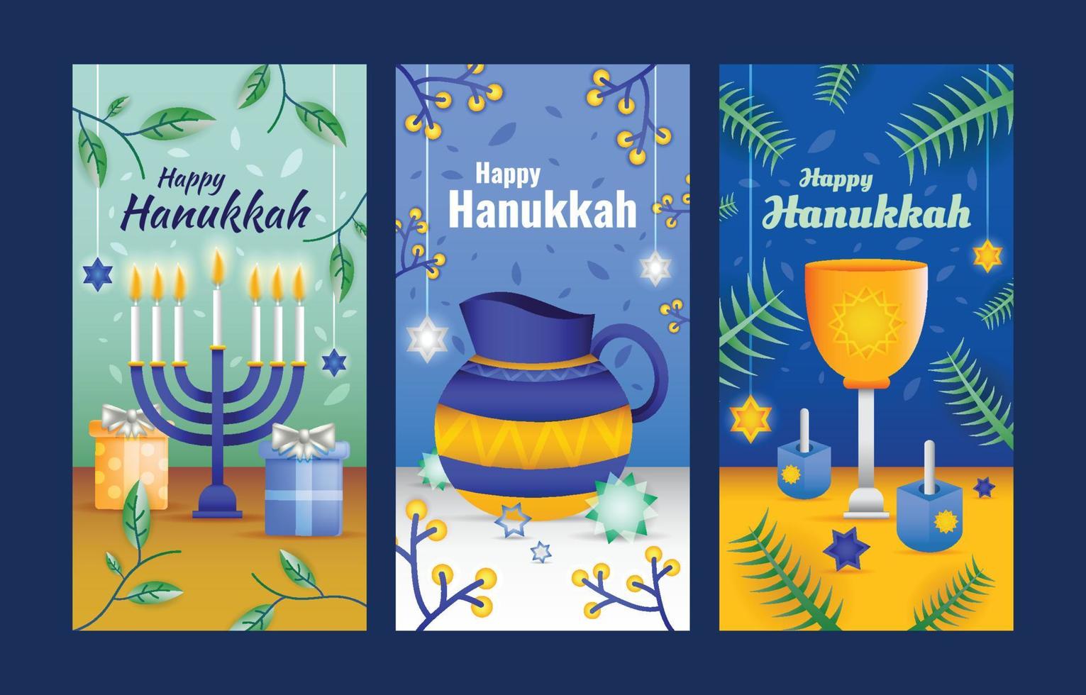 feliz conjunto de plantillas de banner de hanukkah vector