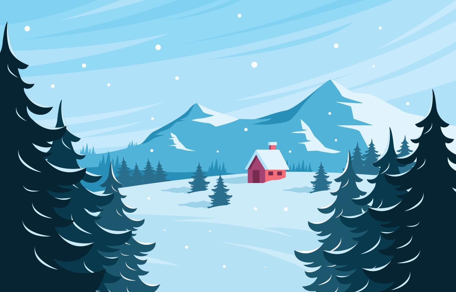 Mountain Cabin During Winter vector