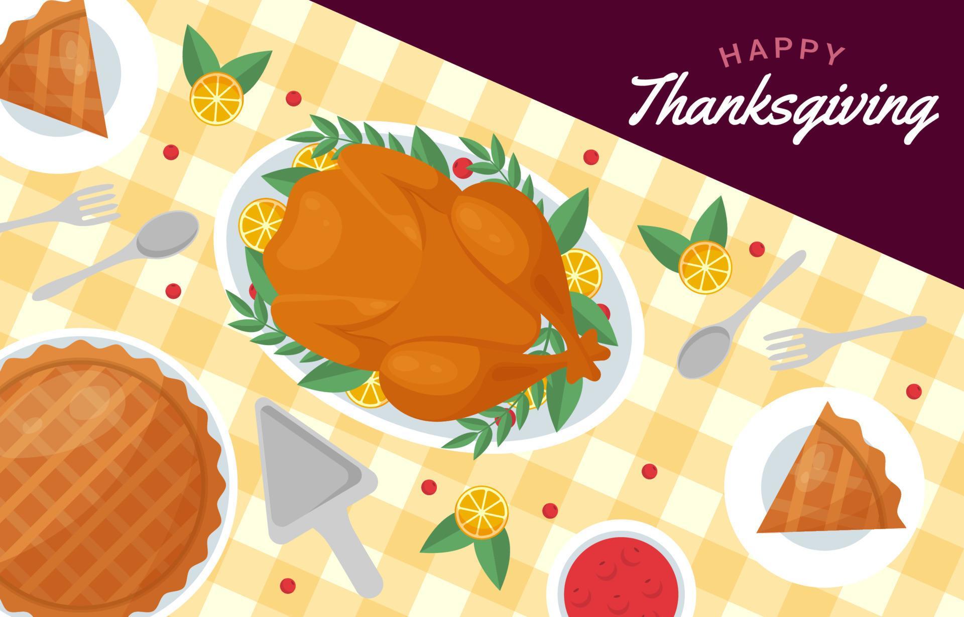 Thanksgiving Dinner Table 3549565 Vector Art at Vecteezy