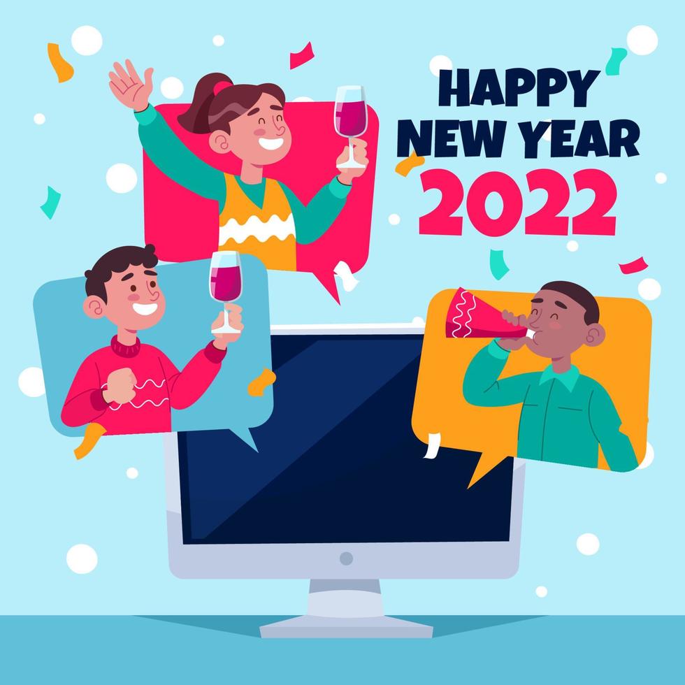 Virtual New Year Party vector