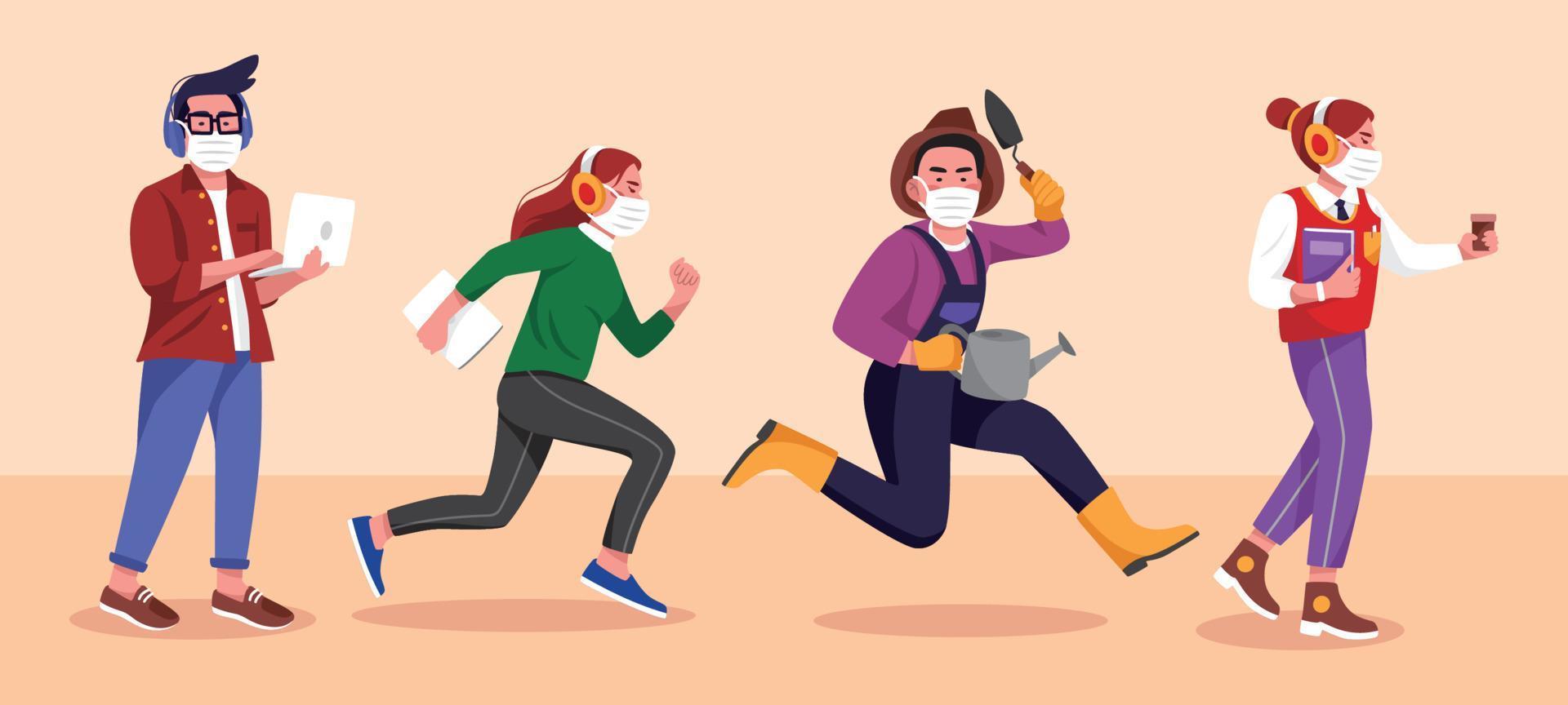 Character of People Going Back To Work vector