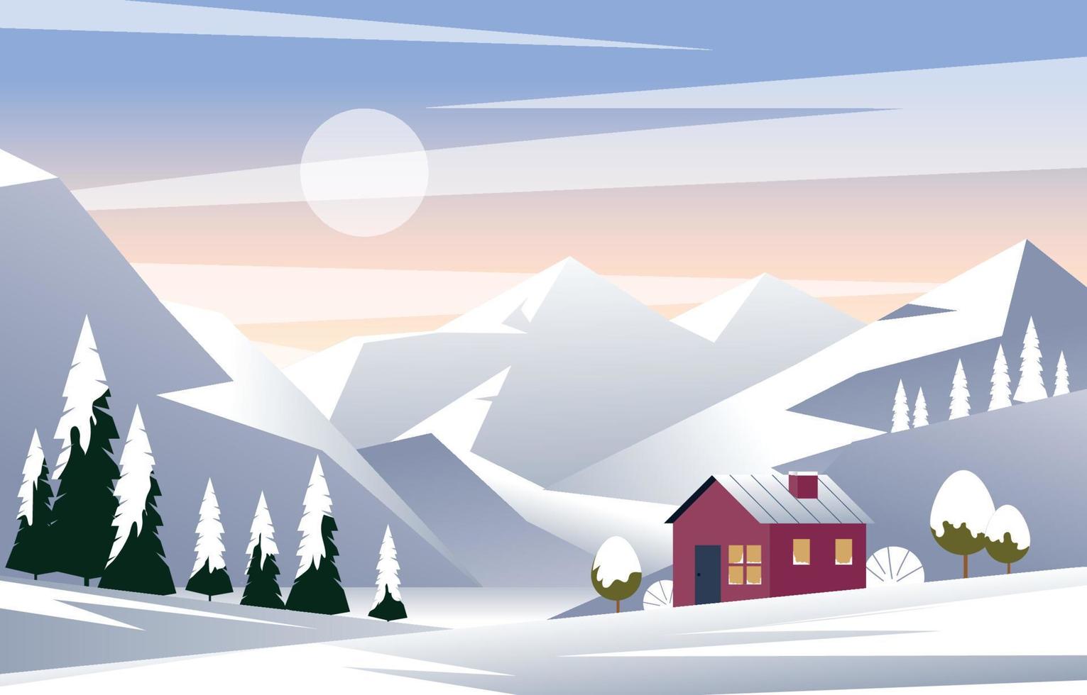 paisaje de montaña de invierno vector