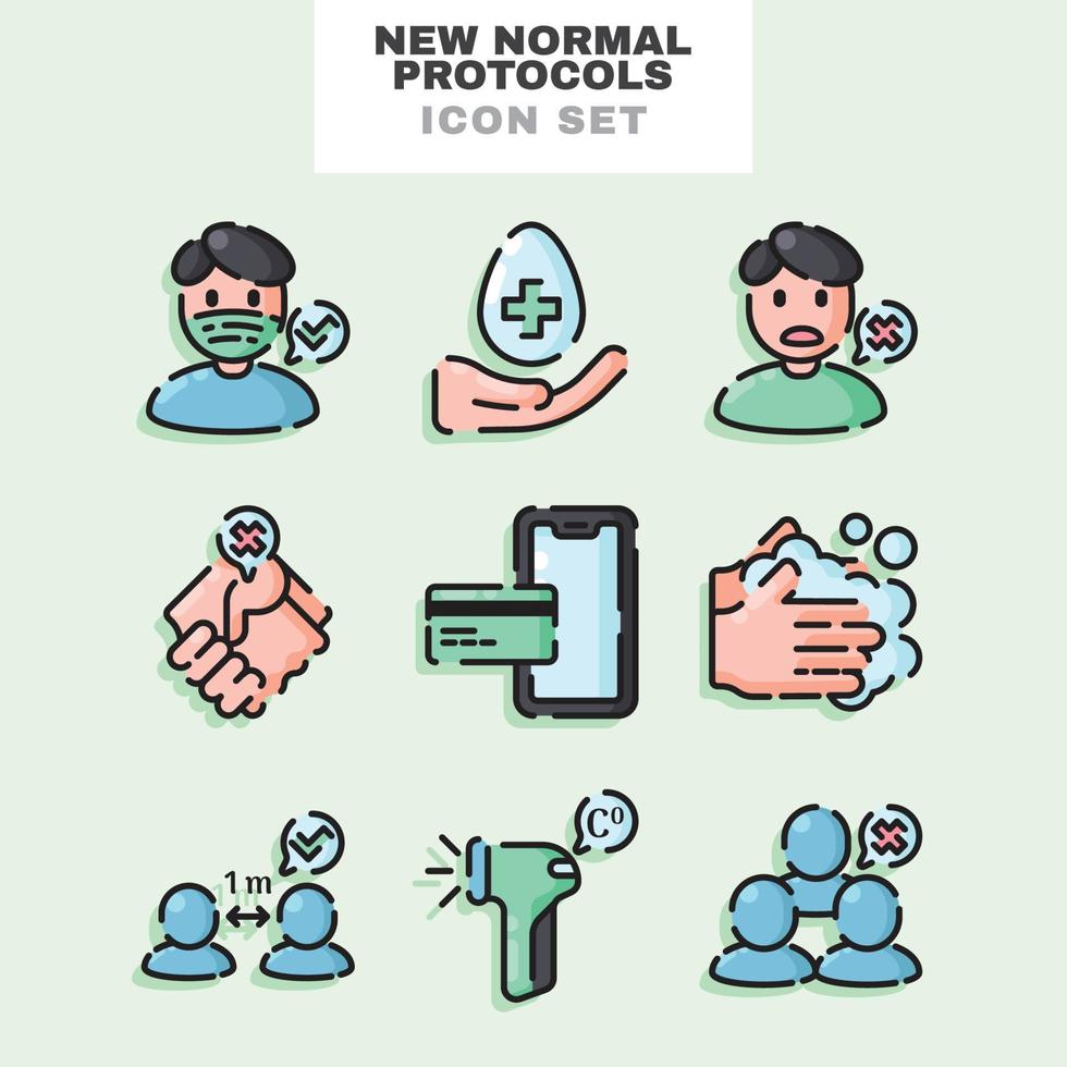 New Normal Protocols Icon Set vector