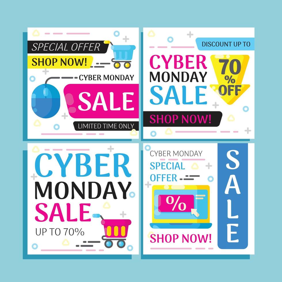 Cyber Monday Social Media Template vector