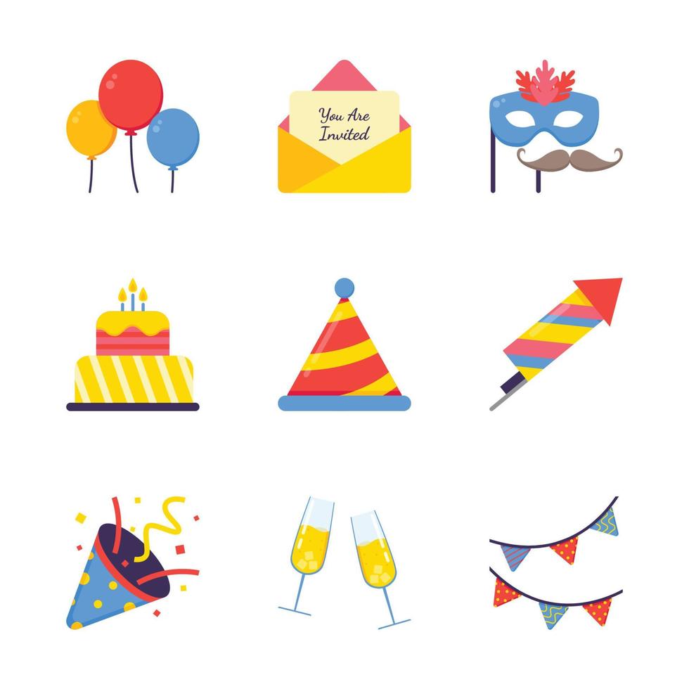 conjunto de iconos de celebración de fiestas vector