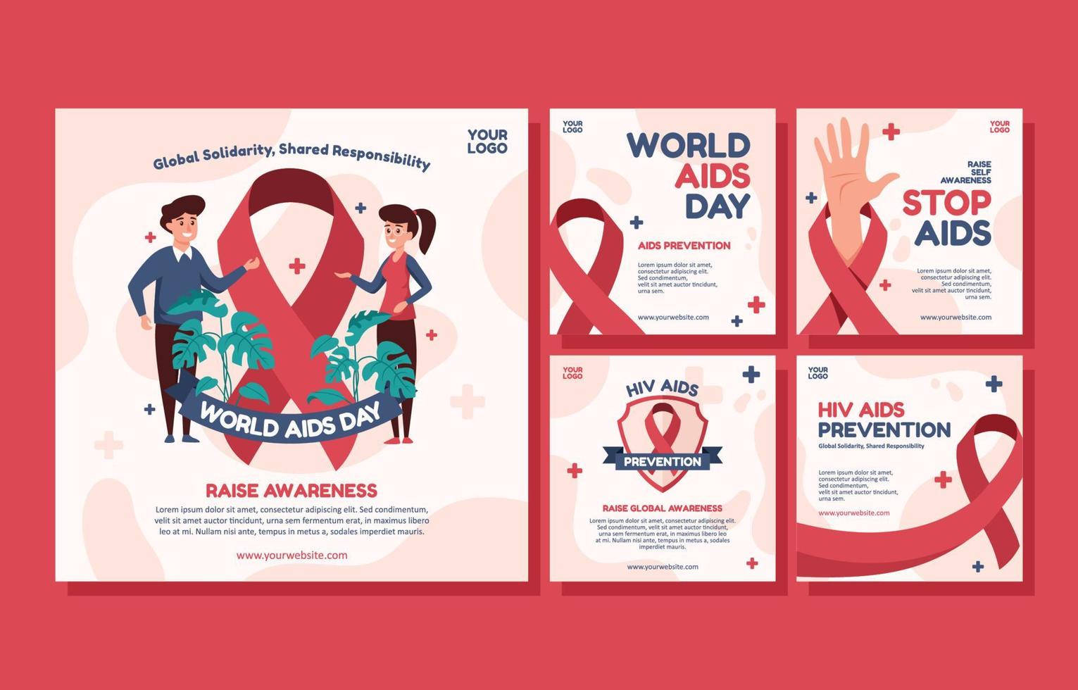 plantilla de redes sociales del día mundial del sida vector
