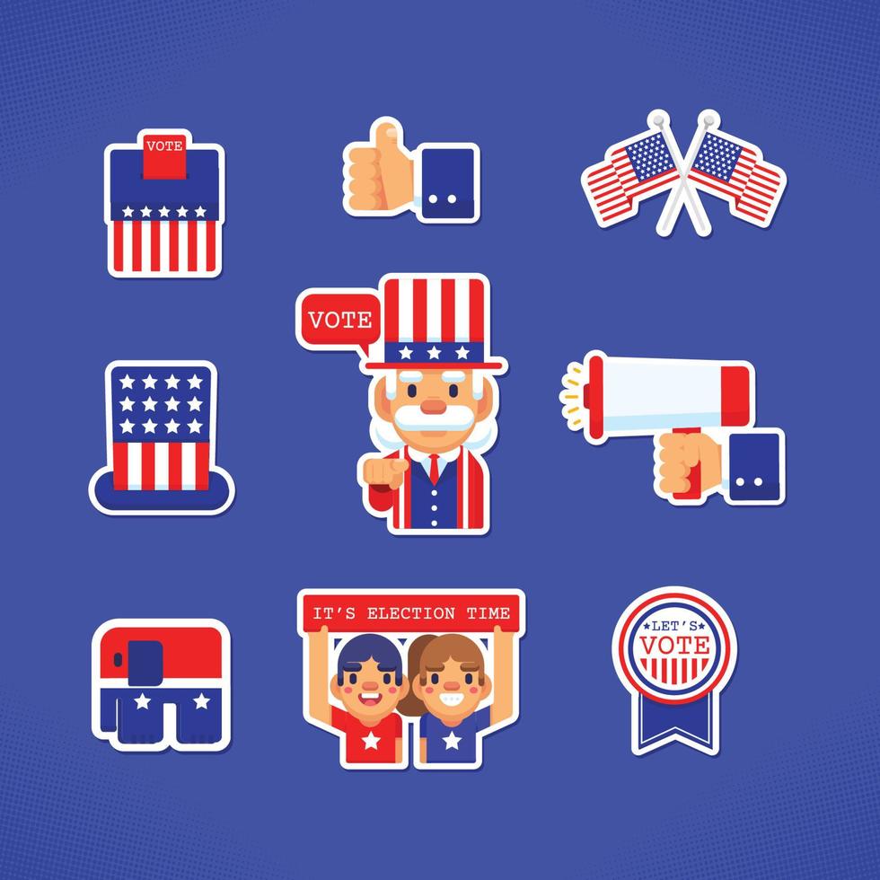 Vote And Elections Sticker Set vector