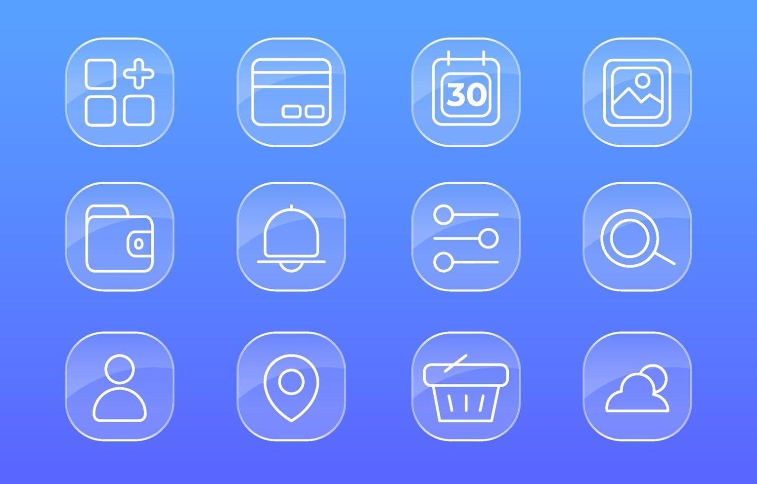 Glassmorphism Icon Collections vector