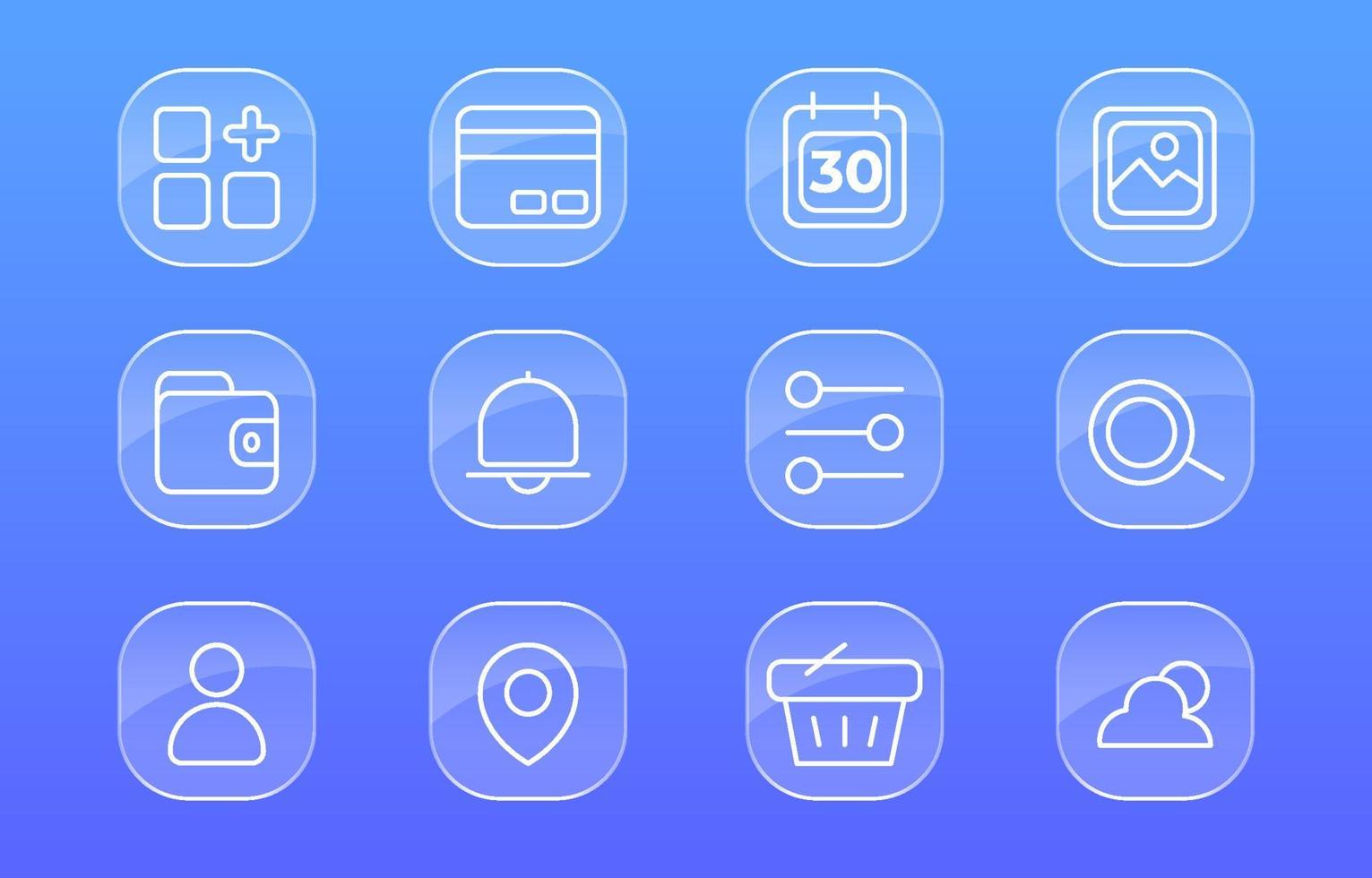 colecciones de iconos de glassmorphism vector