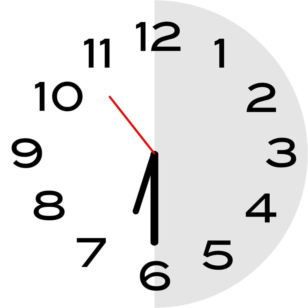 Half past 6 o'clock analog clock icon vector