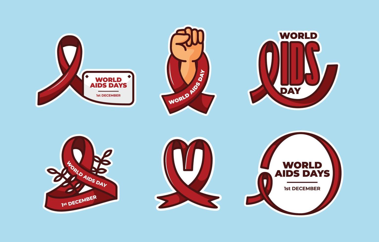 World Aids Day Sticker Set vector