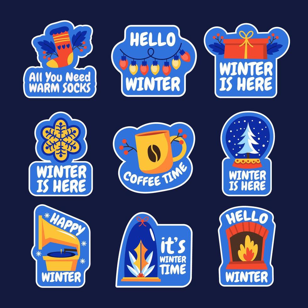 Winter Festivity Sticker Set vector