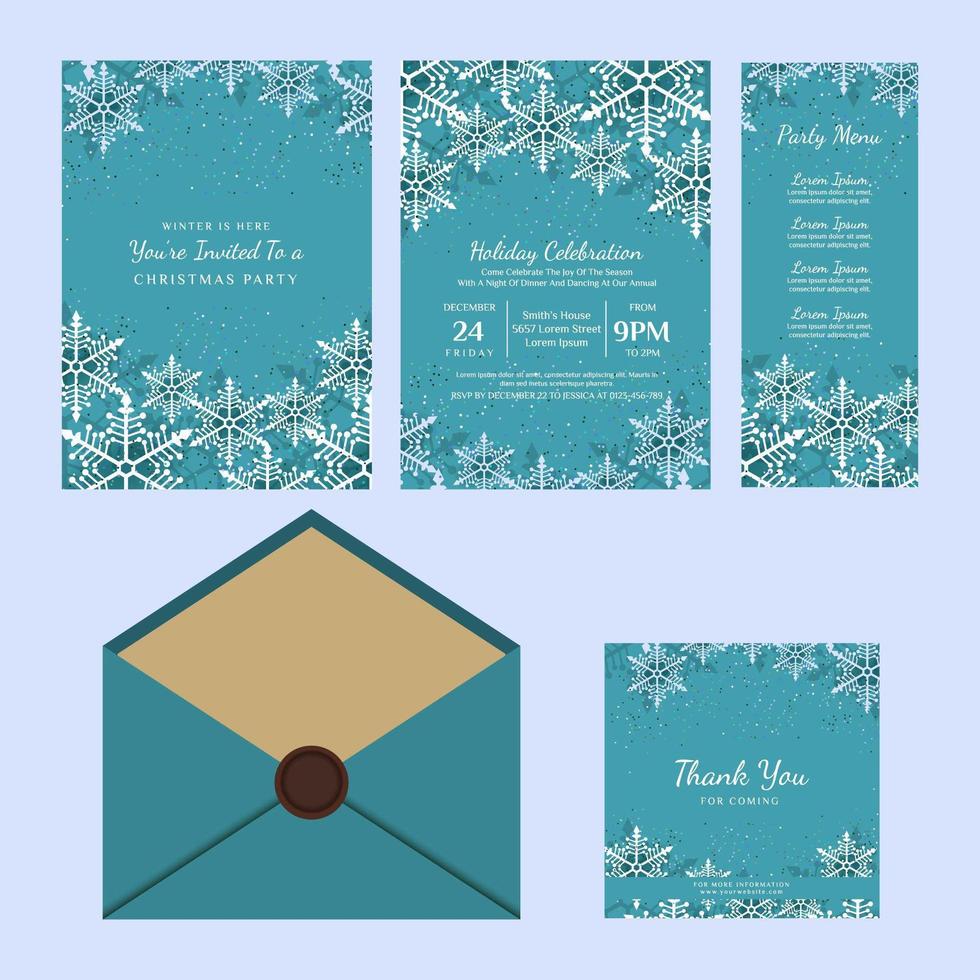 Modern Snowflake Invitations for Winter Festival vector